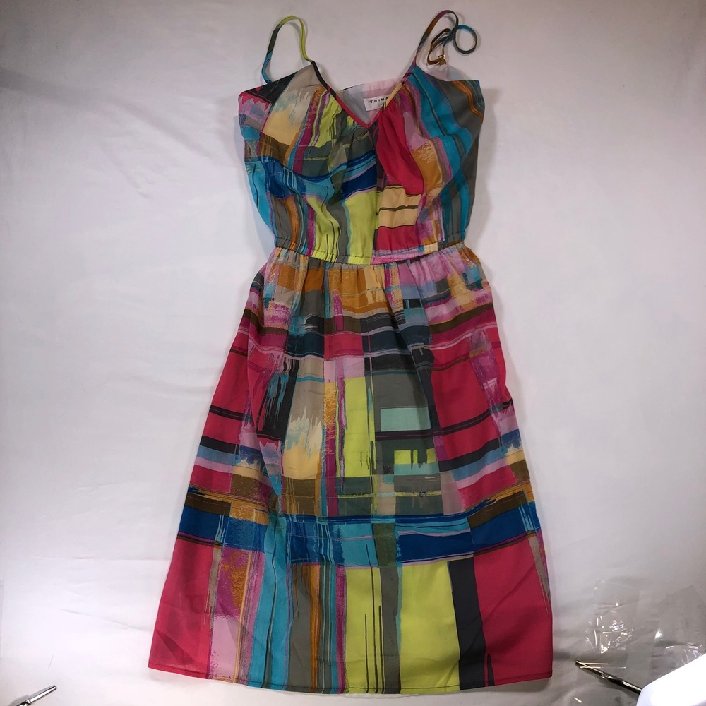 Trina Turk Los Angeles Abstract Geometric Print Silk Blend Midi Dress Size 4
